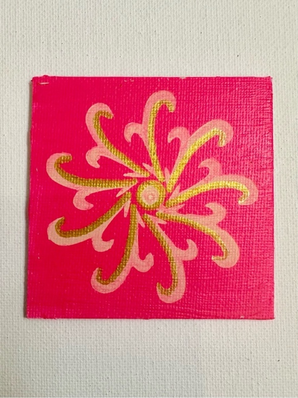 Neon Pink & Gold Mandala Magnet Painting